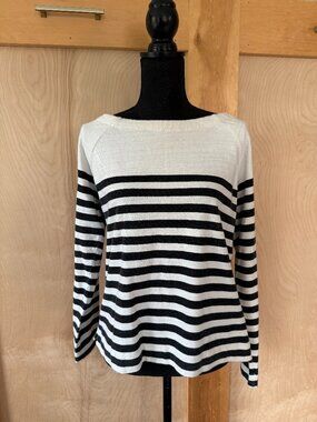 LOFT Black & White Striped Lightweight Top